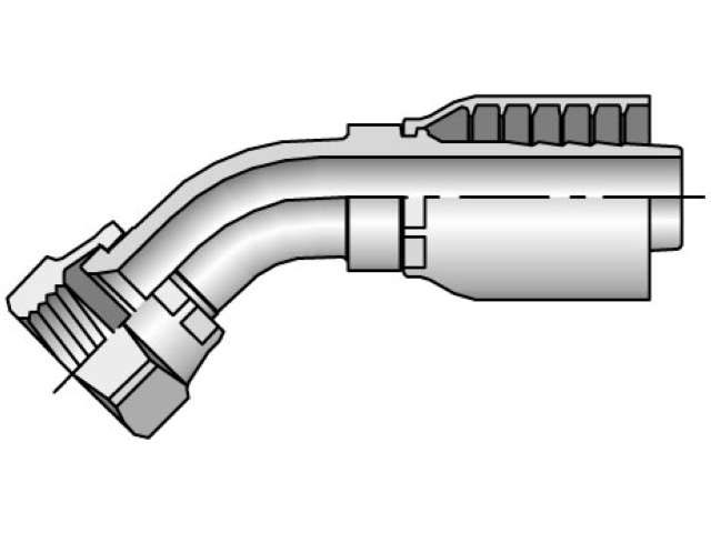 13743-16-16 Parkrimp Permanent Female JIC 37° - Swivel - 45° Elbow - Short Drop 13743-16-16 43 Series 13743