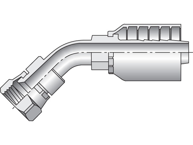 13777-16-16 Parkrimp Permanent Female JIC 37° - Swivel - 45° Elbow - Short Drop 13777-16-16 77 Series 13777