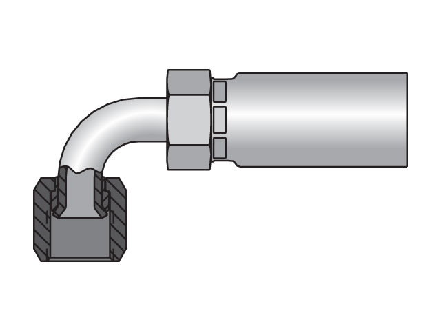 13955-4-4 Parkrimp Permanent Female JIC 37° - Swivel - 90° Elbow - Short Drop 13955-4-4 55 Series 13955