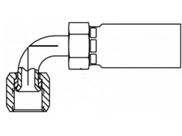 13957-4-2 Parkrimp Permanent Female JIC 37° - Swivel - 90° Elbow - Short Drop 13957-4-2 57 Series 13957