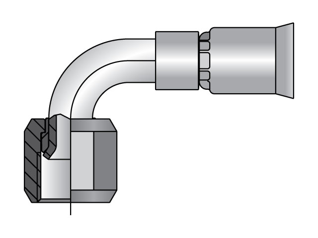13991N-4-4C Parkrimp Permanent Female JIC 37° - Swivel - 90° Elbow - Short Drop 13991N-4-4C 91N Series 13991N