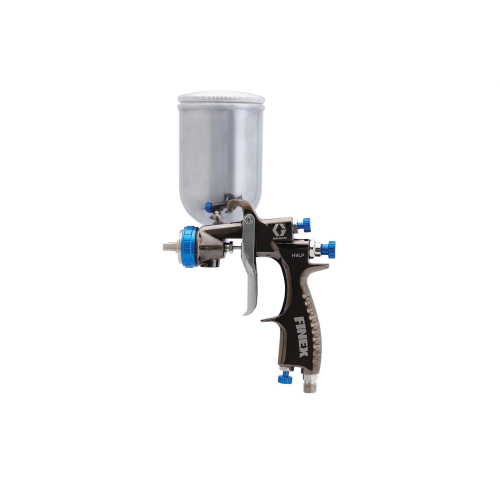24J599.GRA Well-balanced and lightweight, the Finex gun design offers a more affordable way to spray. Available in either pressure feed or gravity feed guns options and HVLP or conventional technologies. 24J599.GRA Finex Gravity Feed Side Cup HVLP