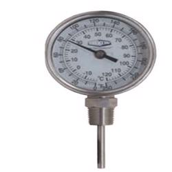 Bi-Metal Bottom Connected 90° Angle 3" Face Thermometer