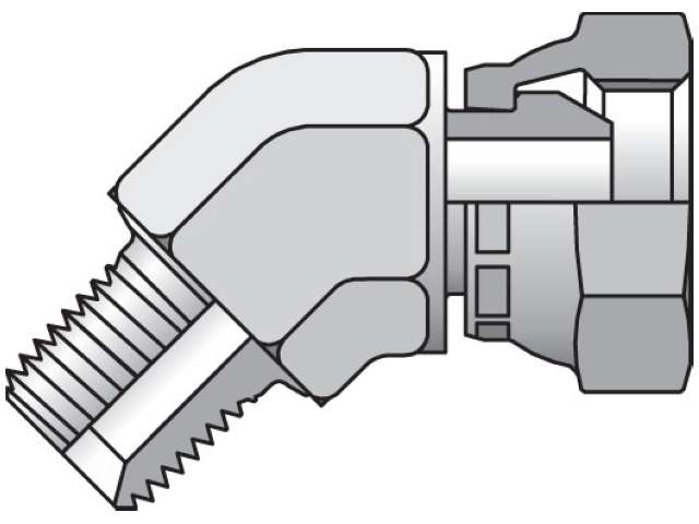 3107-4-4-SS Pipe Swivel 45° Elbow 3107