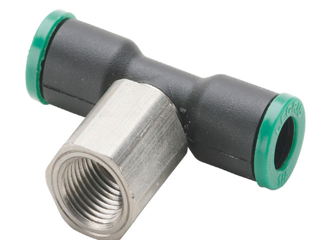 Female Branch Tee Swivel Push-to-Connect Instant Pneumatic Fitting Prestolok Composite 377PLP - Inch