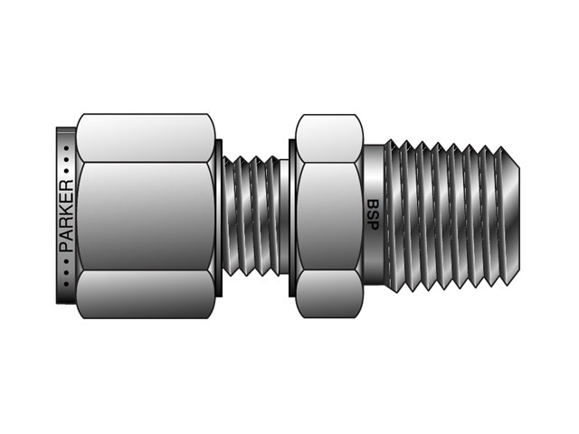 M10MSC1/2K-316 A-LOK Metric Tube BSPT Male Connector - MSC