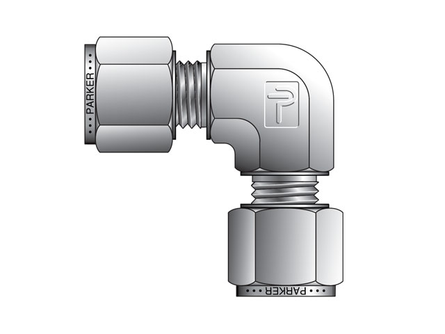 EEM8-316 Instrumentation Tube Fitting - 90° Elbow Union Elbow for use with Metric Tubing EEM8-316 A-LOK Metric Tube Union Elbow - EEM