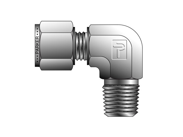 M10MSEL3/8N-B Instrumentation Tube Fitting - 90° Elbow NPT Male Elbow for use with Metric Tubing M10MSEL3/8N-B A-LOK Metric Tube NPT Male Elbow - MSEL