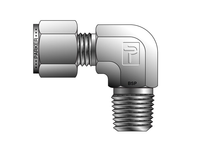 4-2K CBZ-SS Instrumentation Tube Fitting - 90° Elbow BSPT Male Elbow for use with Inch Tubing 4-2K CBZ-SS CPI Inch Tube BSPT Male Elbow - CBZ
