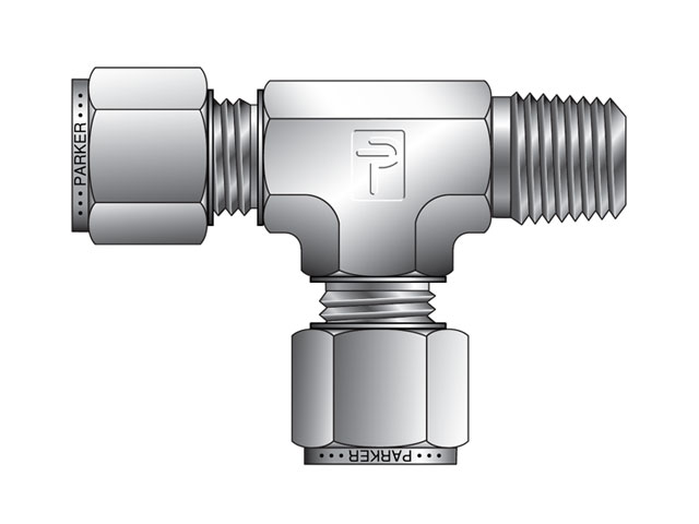 RBZ 12-3/8-12-SS Instrumentation Tube Fitting - Male Tee NPT Male Tee for use with Metric Tubing RBZ 12-3/8-12-SS CPI Metric Tube NPT Male Tee - RBZ