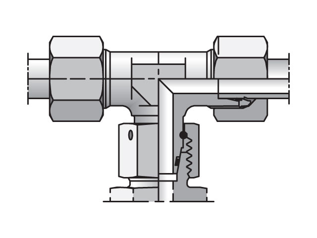ET08LCF EO/EO-2 Tee, Swivel Nut Branch - 24° Flareless / 24° Flareless / Flareless Swivel ET08LCF EO/EO-2 Tee, Swivel Nut Branch - ET