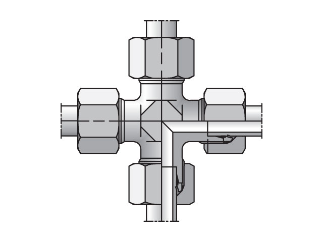 K22LCF EO/EO-2 Cross, Union - 24° Flareless K22LCF EO/EO-2 Cross, Union - K