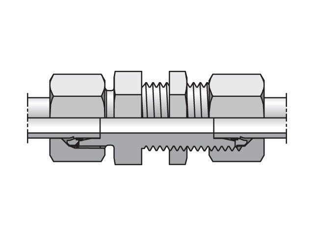 SV22LMS EO/EO-2 Straight, Bulkhead Union - 24° Flareless / 24° Flareless SV22LMS EO/EO-2 Straight, Bulkhead Union - SV