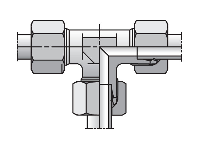 TR18/12/18ZLCF EO/EO-2 Tee, Reducer Union - 24° Flareless TR18/12/18ZLCF EO/EO-2 Tee, Reducer Union - TR