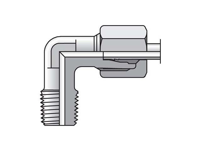 WE08LLM71 EO/EO-2 90° Elbow, Male Connector - 24° Flareless / Metric Taper Thread WE08LLM71 EO/EO-2 90° Elbow, Male Connector - WE-M keg