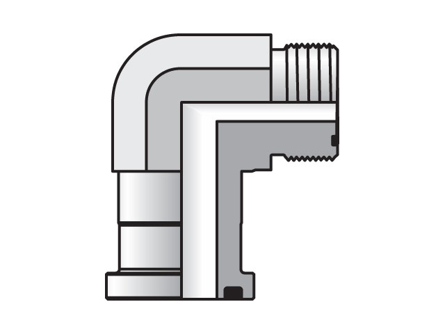 20 LOEQ1-S Seal-Lok - Code 61 Flange 90° Elbow Code 61 / ORFS 20 LOEQ1-S Seal-Lok Flange 90° Flange Adapter LOEQ1