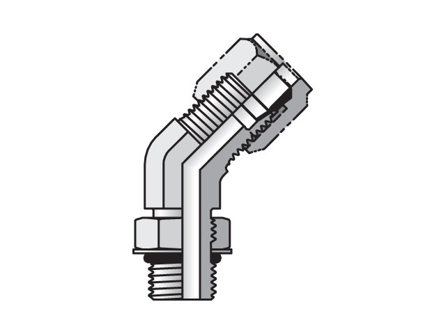 4 V5BU-SS 45° Straight Thread Elbow Flareless / SAE-ORB 4 V5BU-SS Ferulok 45° Elbow V5BU