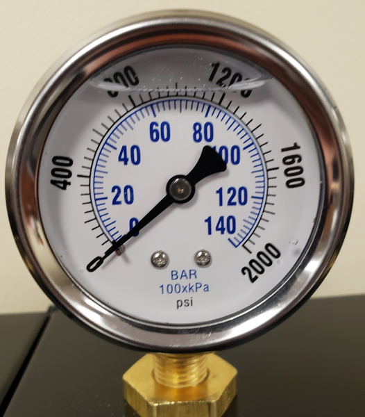 2.5'' Face liquid filled gauges, dual scale, 1/4'' NPT bottom mount 2000PSI 2.5'' liquid filled gauge