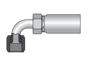 13955-4-4 Parkrimp Permanent Female JIC 37° - Swivel - 90° Elbow - Short Drop 13955-4-4 55 Series 13955