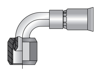 13991N-4-4C Parkrimp Permanent Female JIC 37° - Swivel - 90° Elbow - Short Drop 13991N-4-4C 91N Series 13991N