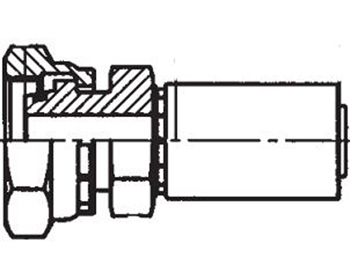 1C956-12-5 Parkrimp Permanent Female Metric S - Swivel - Straight (24° Cone with O-Ring) 1C956-12-5 56 Series 1C956