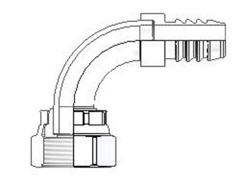 J988-16-16 Barbed Nipple Female Seal-Lok - Swivel - 90° Elbow - Short Drop J988-16-16 88 Series J988