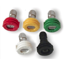P999504500 Five pack QCMEG Nozzle 0°, 15°, 25°, 40° x 04.5 1/4” quick connect/disconnect design. Spray angles range from high impact solid stream 0˚ to 40˚ flat spray. 4.5 orifice P999504500 Quick Connect 5 Pack Nozzles 0°, 15°, 25°, 40° x 4.5 Orifice & Soap